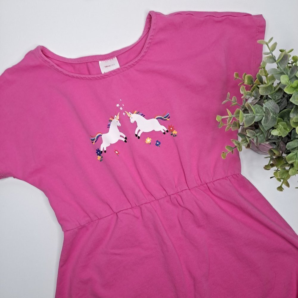 Hanna Andersson Pink Unicorn Dress Size 130 8 T-Shirt‎ Dress